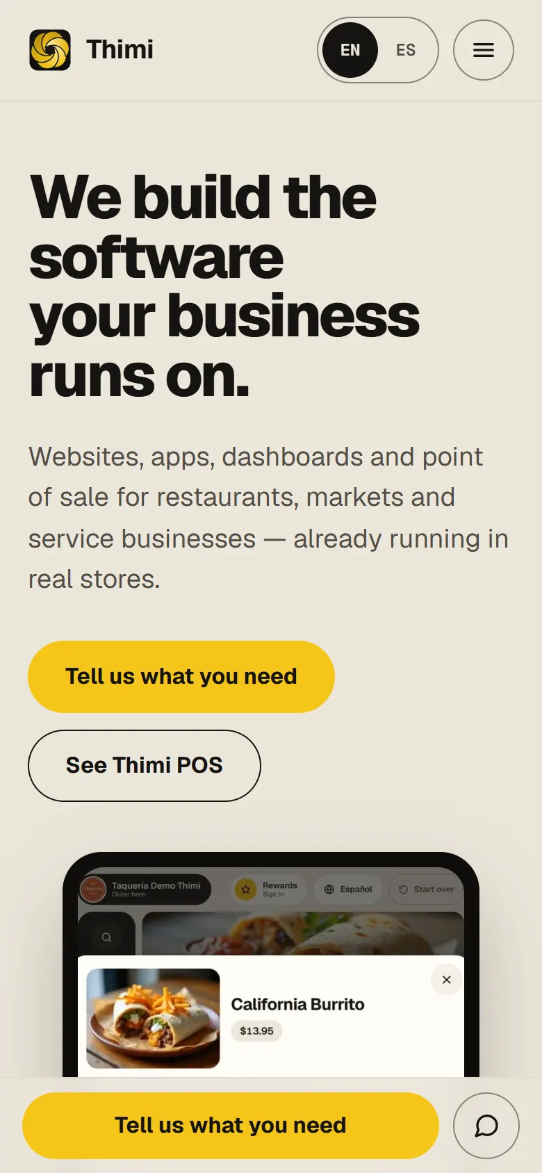 This website on a phone